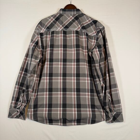 Buckle BKE Men’s XL Western Pearl Snap Shirt Relaxed Fit Plaid Gray Lightweight - Picture 5 of 7